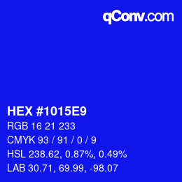 Color code: HEX #1015E9 | qconv.com