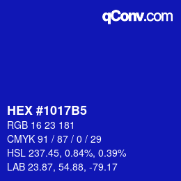 Color code: HEX #1017B5 | qconv.com