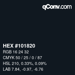 Code couleur: HEX #101820 | qconv.com