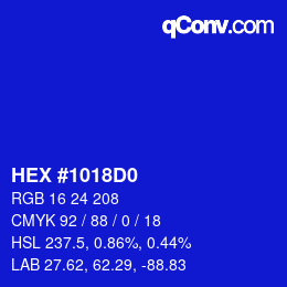 Color code: HEX #1018D0 | qconv.com