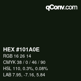 Color code: HEX #101A0E | qconv.com