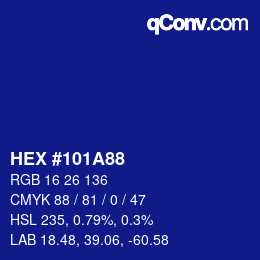 Color code: HEX #101A88 | qconv.com