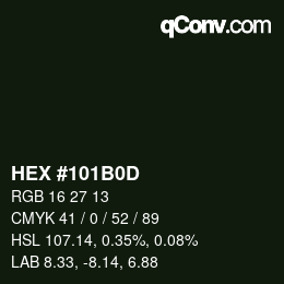 Color code: HEX #101B0D | qconv.com