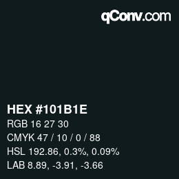 Color code: HEX #101B1E | qconv.com