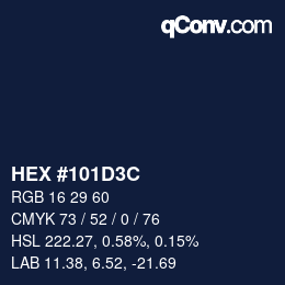 Color code: HEX #101D3C | qconv.com