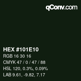 Color code: HEX #101E10 | qconv.com