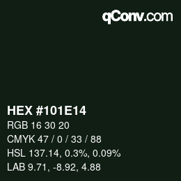 Color code: HEX #101E14 | qconv.com