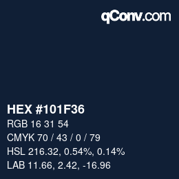 Color code: HEX #101F36 | qconv.com