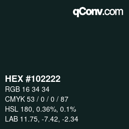 Color code: HEX #102222 | qconv.com
