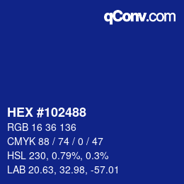 Color code: HEX #102488 | qconv.com