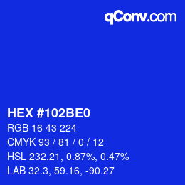 Color code: HEX #102BE0 | qconv.com