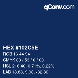 カラーコード: HEX #102C5E | qconv.com