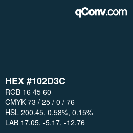 Color code: HEX #102D3C | qconv.com