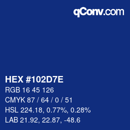 Color code: HEX #102D7E | qconv.com