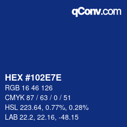 Color code: HEX #102E7E | qconv.com