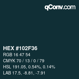 Color code: HEX #102F36 | qconv.com
