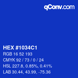 Color code: HEX #1034C1 | qconv.com