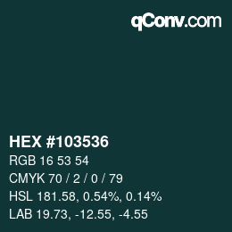 Color code: HEX #103536 | qconv.com