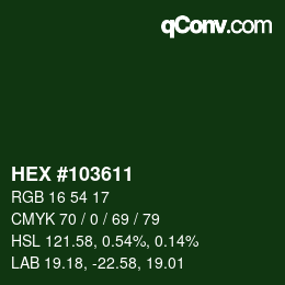 カラーコード: HEX #103611 | qconv.com