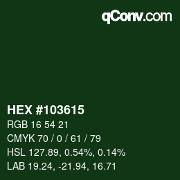 カラーコード: HEX #103615 | qconv.com