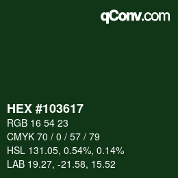 Color code: HEX #103617 | qconv.com