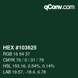 Color code: HEX #103625 | qconv.com