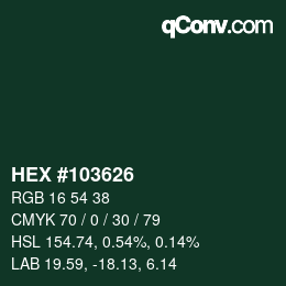 カラーコード: HEX #103626 | qconv.com