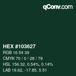カラーコード: HEX #103627 | qconv.com