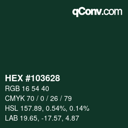 Color code: HEX #103628 | qconv.com