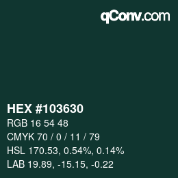 カラーコード: HEX #103630 | qconv.com