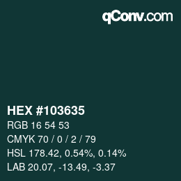 カラーコード: HEX #103635 | qconv.com