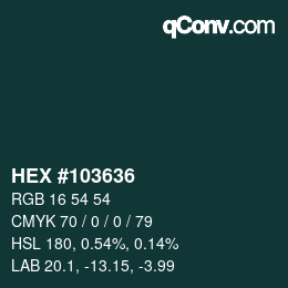 カラーコード: HEX #103636 | qconv.com