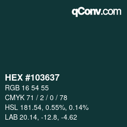 カラーコード: HEX #103637 | qconv.com