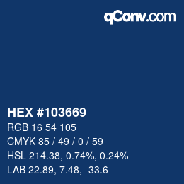 Color code: HEX #103669 | qconv.com