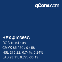 Color code: HEX #10366C | qconv.com