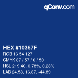 カラーコード: HEX #10367F | qconv.com