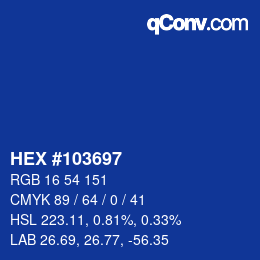 Color code: HEX #103697 | qconv.com