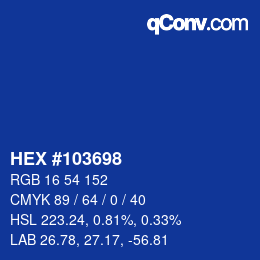 Color code: HEX #103698 | qconv.com