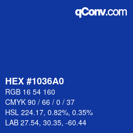 カラーコード: HEX #1036A0 | qconv.com