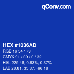 カラーコード: HEX #1036AD | qconv.com