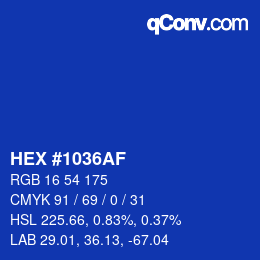 カラーコード: HEX #1036AF | qconv.com