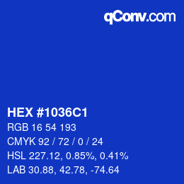 カラーコード: HEX #1036C1 | qconv.com