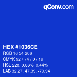 カラーコード: HEX #1036CE | qconv.com