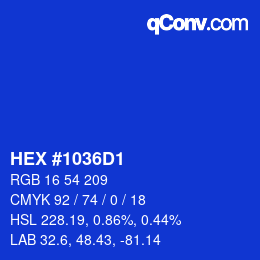 カラーコード: HEX #1036D1 | qconv.com