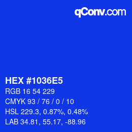 カラーコード: HEX #1036E5 | qconv.com