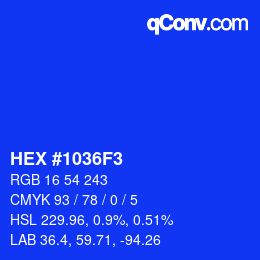 カラーコード: HEX #1036F3 | qconv.com