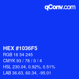 カラーコード: HEX #1036F5 | qconv.com