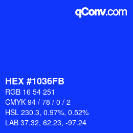 カラーコード: HEX #1036FB | qconv.com