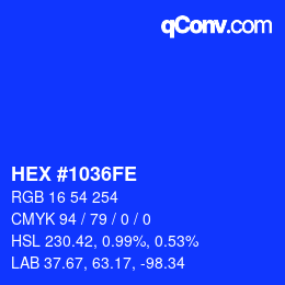 カラーコード: HEX #1036FE | qconv.com