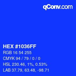 カラーコード: HEX #1036FF | qconv.com